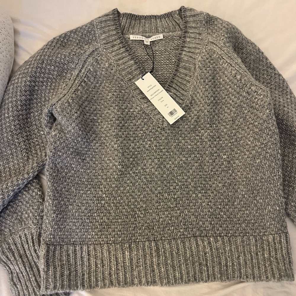Veronica Beard Gray V-Neck Sweater